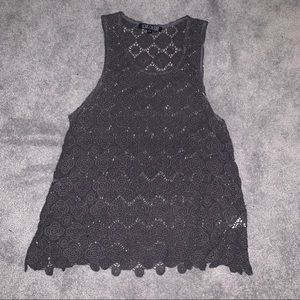 Gray embroidered tank top